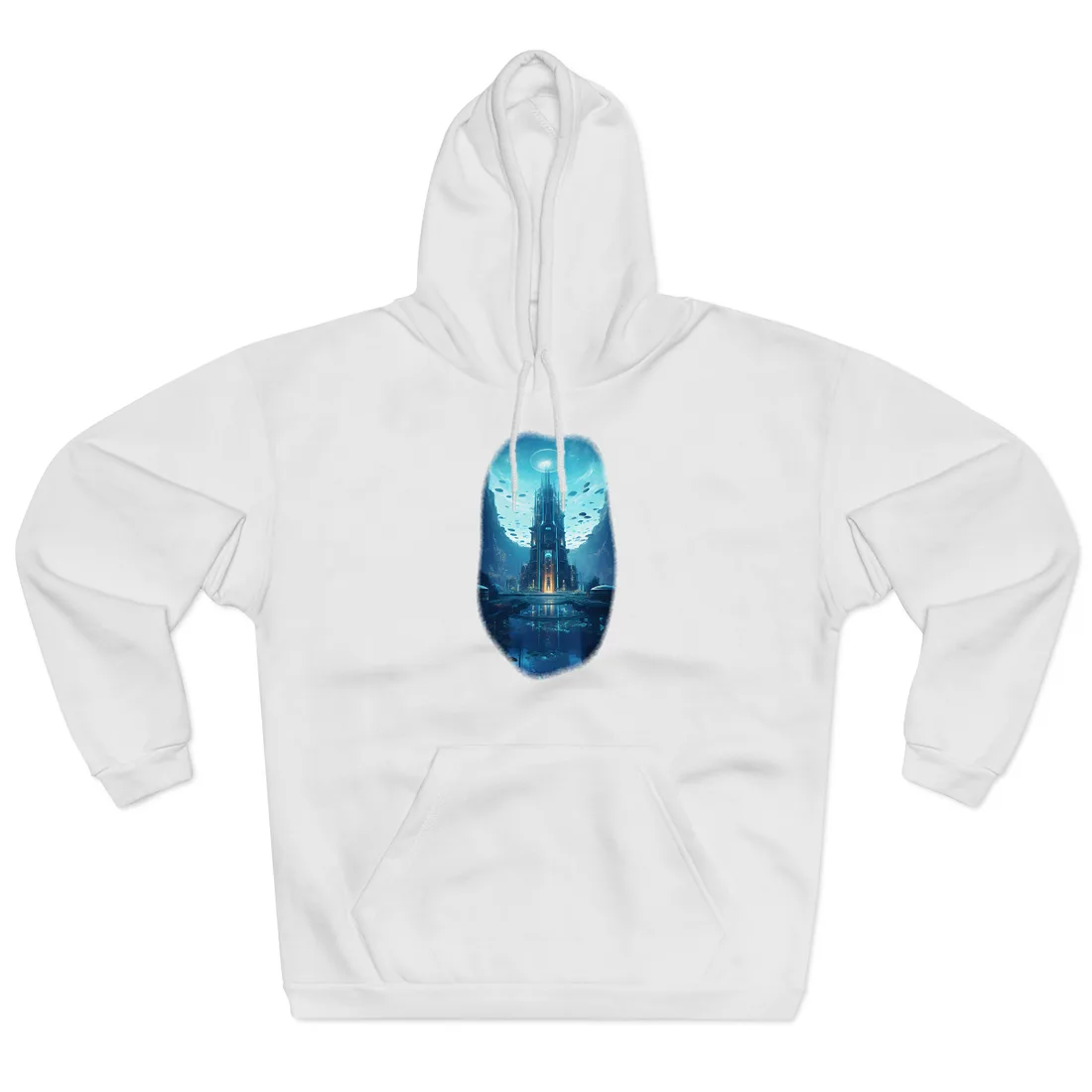 Dive into the Future: Submerged Metropol Underwater Cityscape - Hoodie (White)