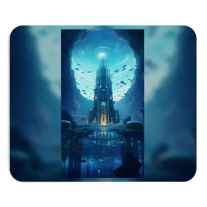 Dive into the Future: Submerged Metropol Underwater Cityscape Mouse Pad