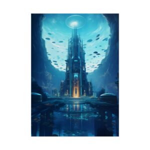 Underwater Tower in Cave Poster
