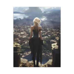 Blonde Woman on Cliff Canvas Print
