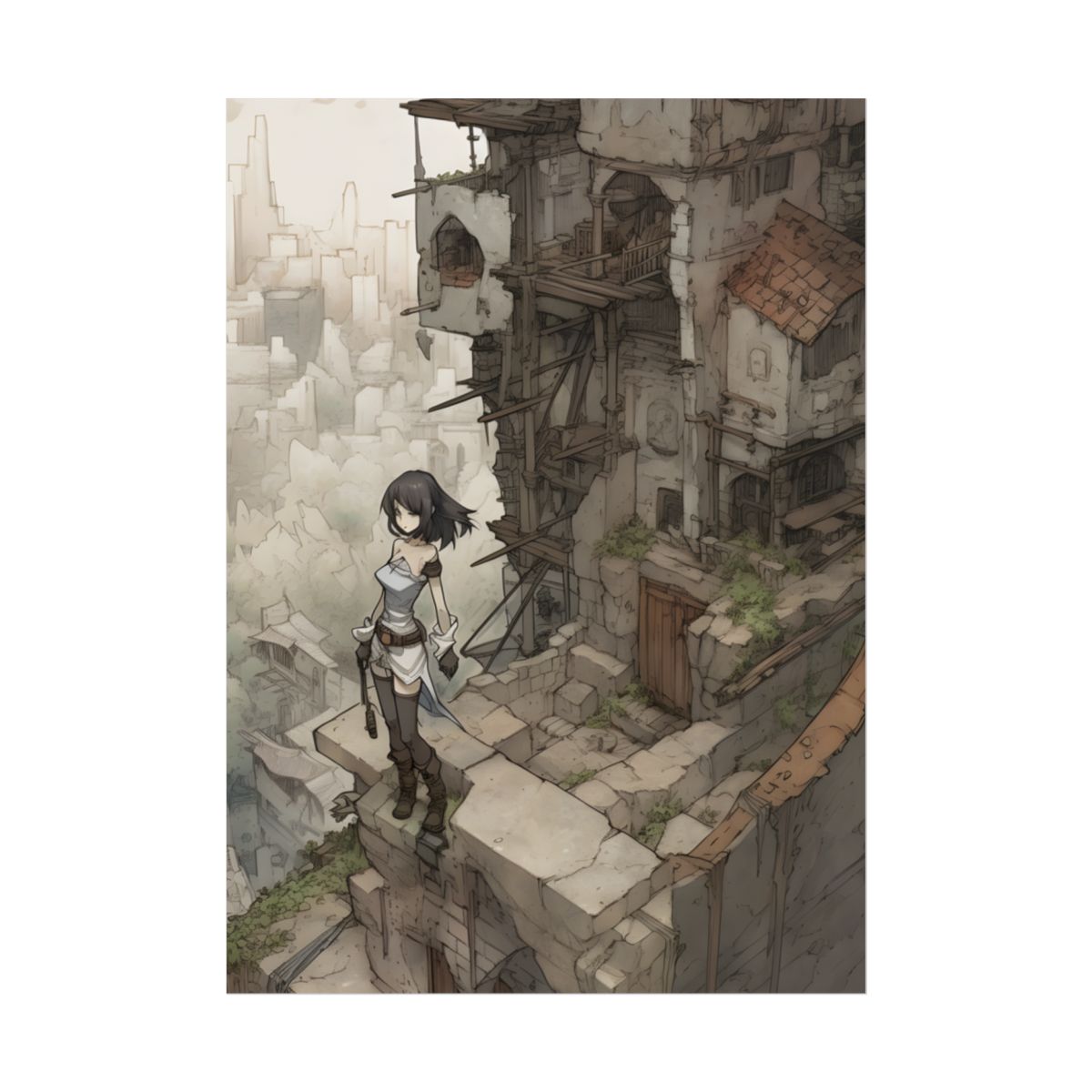 Dramatic Anime Bird Art: Detailed Illustration - Poster