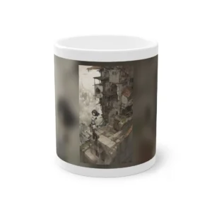 Lone Figure Overlooking Ruins Mug