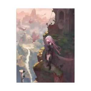 Pink Haired Cliff Watcher Canvas Print