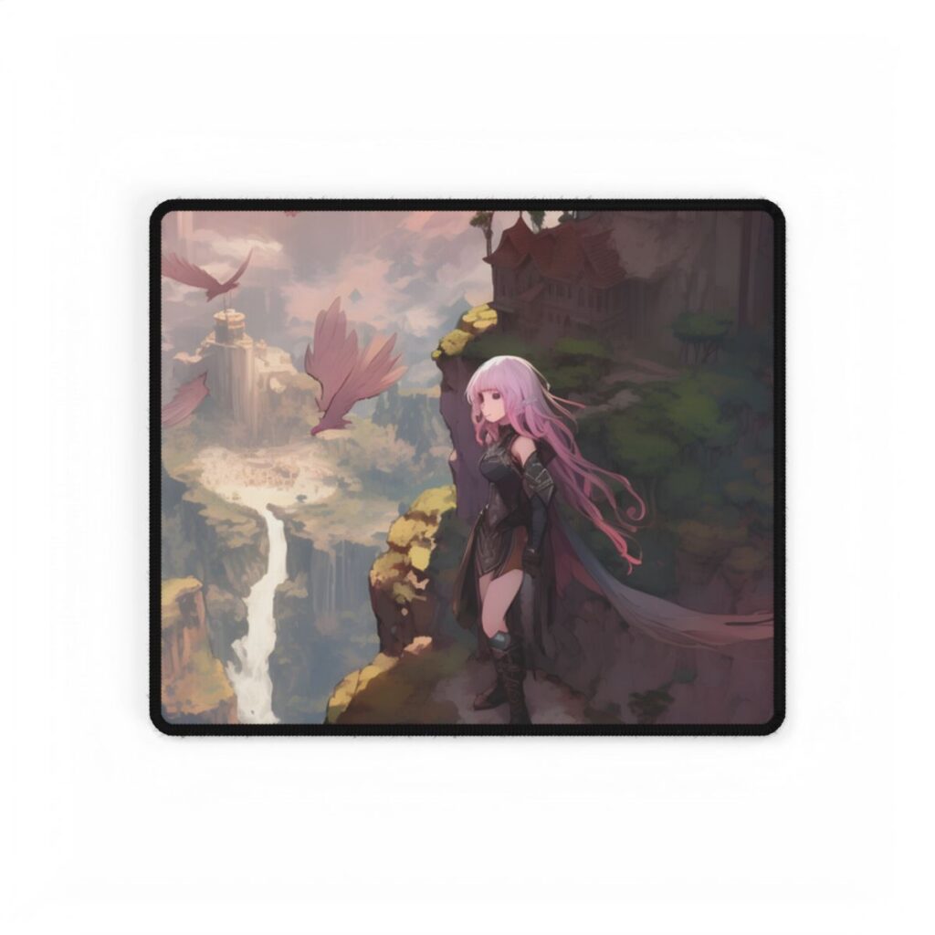 Dramatic Anime Bird: Colorful Birds Eye View - Desk Mat