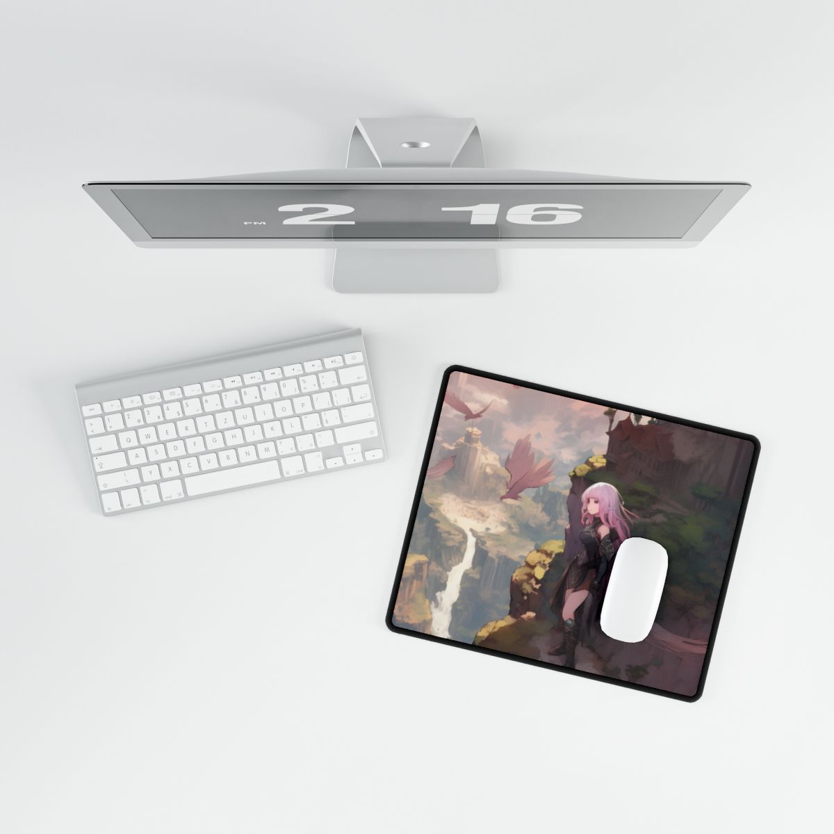 Dramatic Anime Bird: Colorful Birds Eye View - Desk Mat