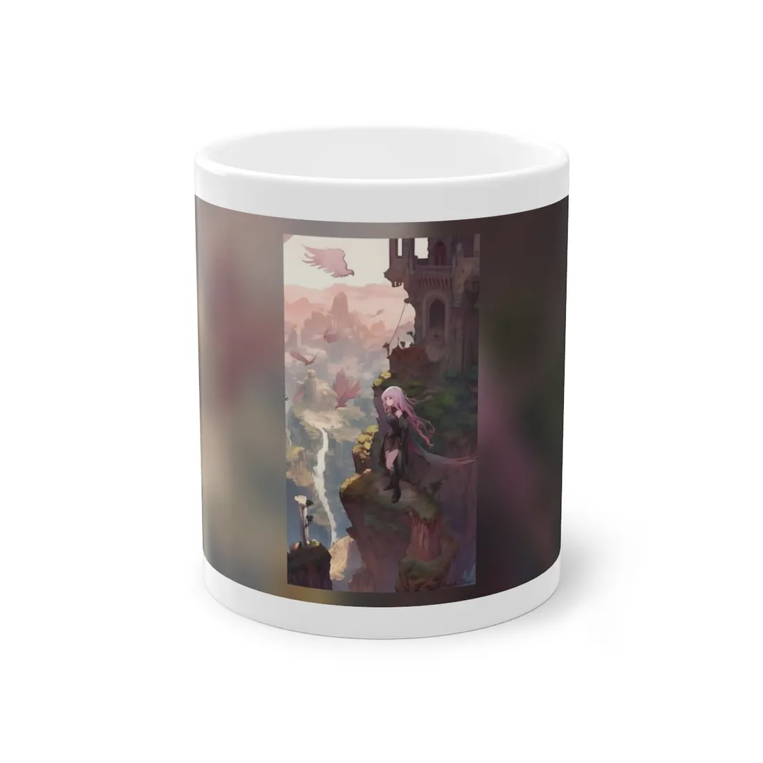 Dramatic Anime Bird: Colorful Birds Eye View - Mug