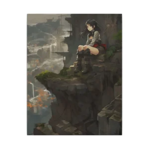 Girl Sitting on Cliff Edge Canvas Print