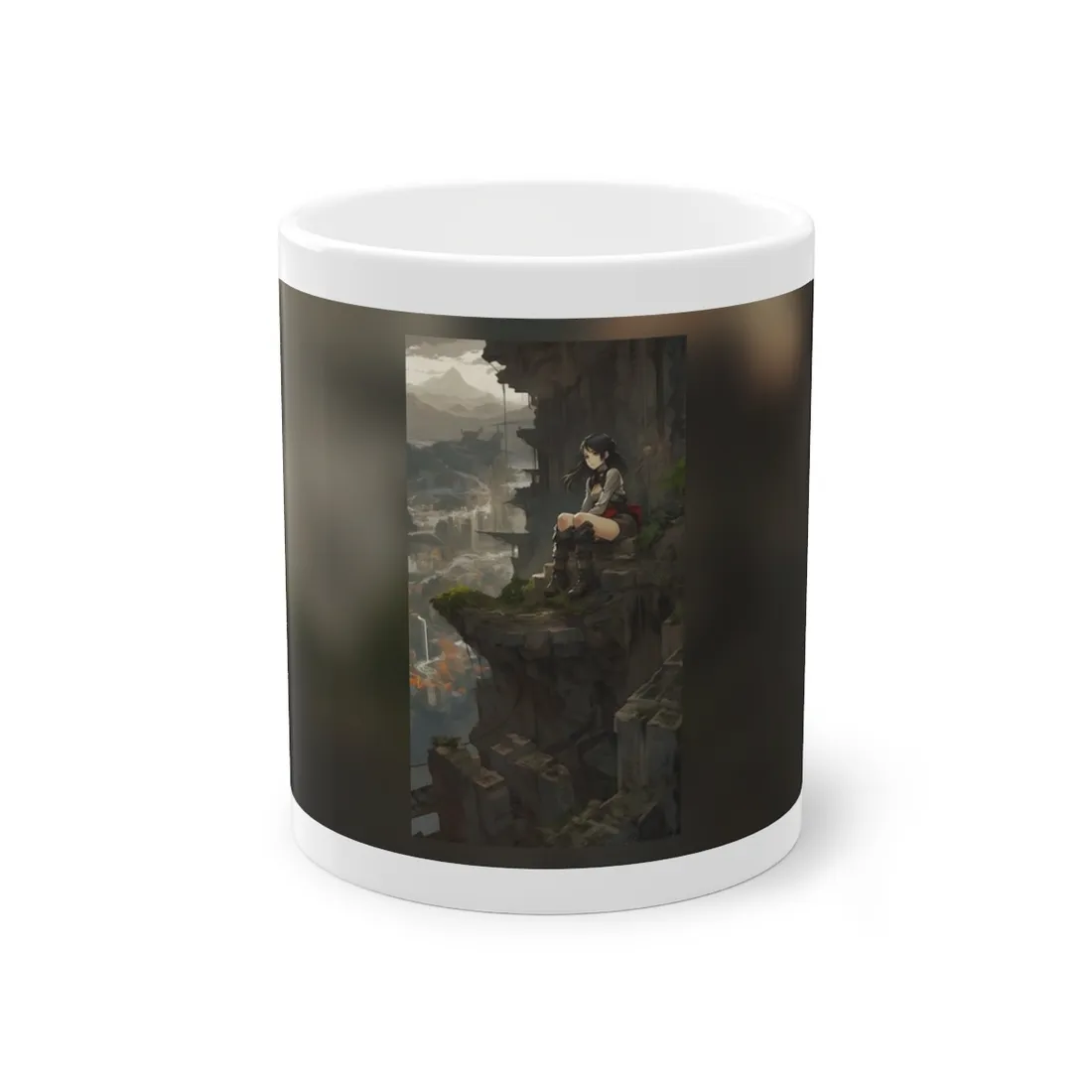 Dramatic Anime Bird's Eye View: Action-Packed Digital Art - Mug