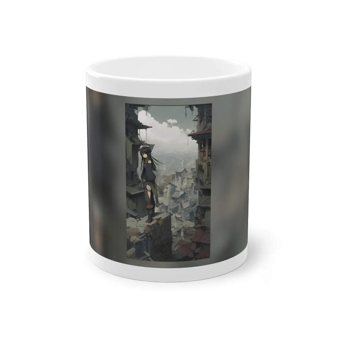 Dramatic Anime Bird's Eye View: Dynamic Digital Art - Mug