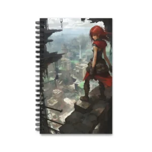 Red-Scarfed Watcher over Ruins Spiral Notebook
