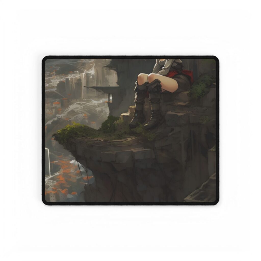 Dramatic Anime Bird's Eye View: Action-Packed Digital Art - Desk Mat