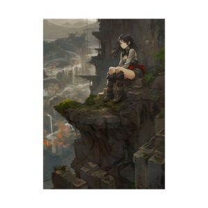 Girl Sitting on Cliff Edge Poster