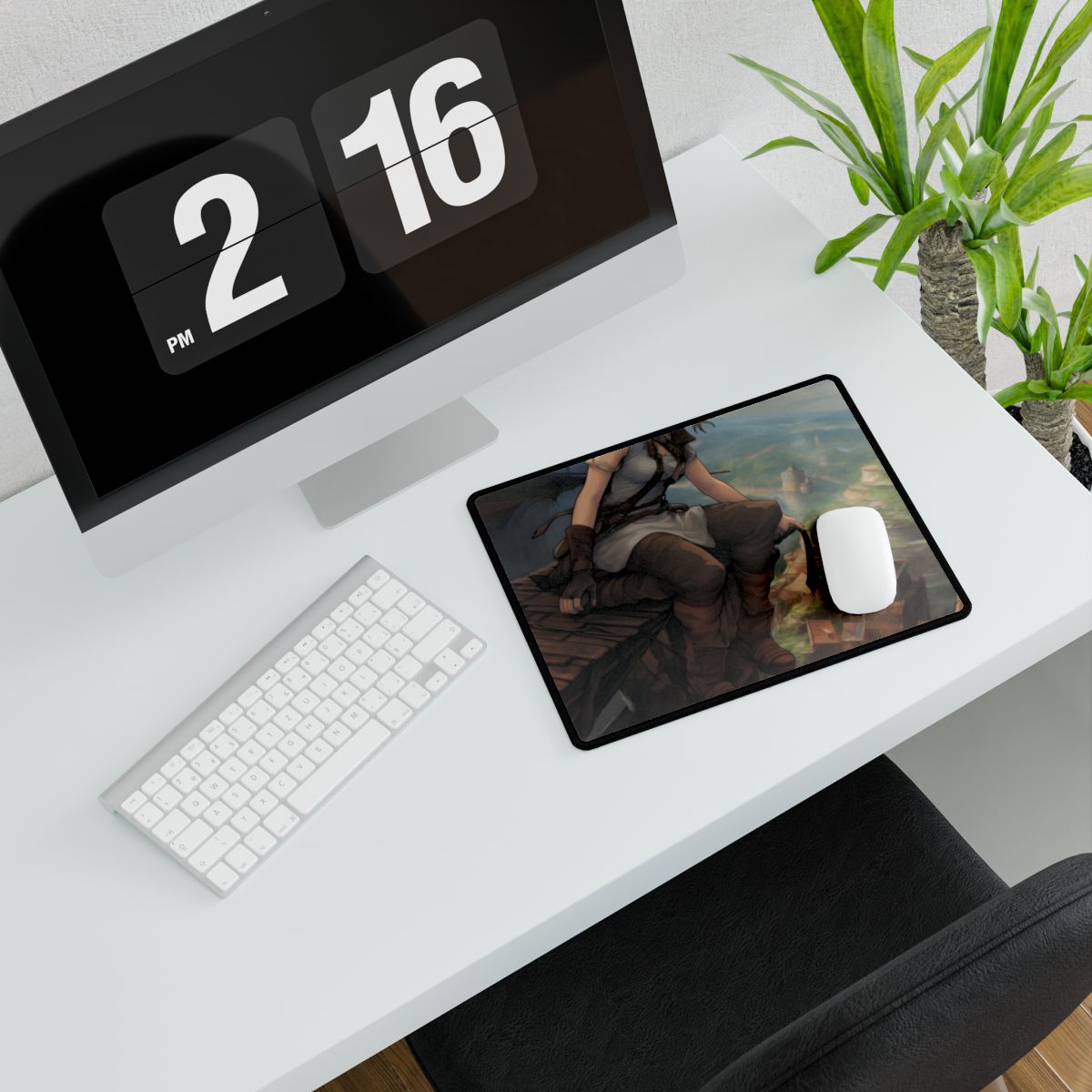 Dramatic Anime Birds Eye View: Dynamic Digital Art - Desk Mat