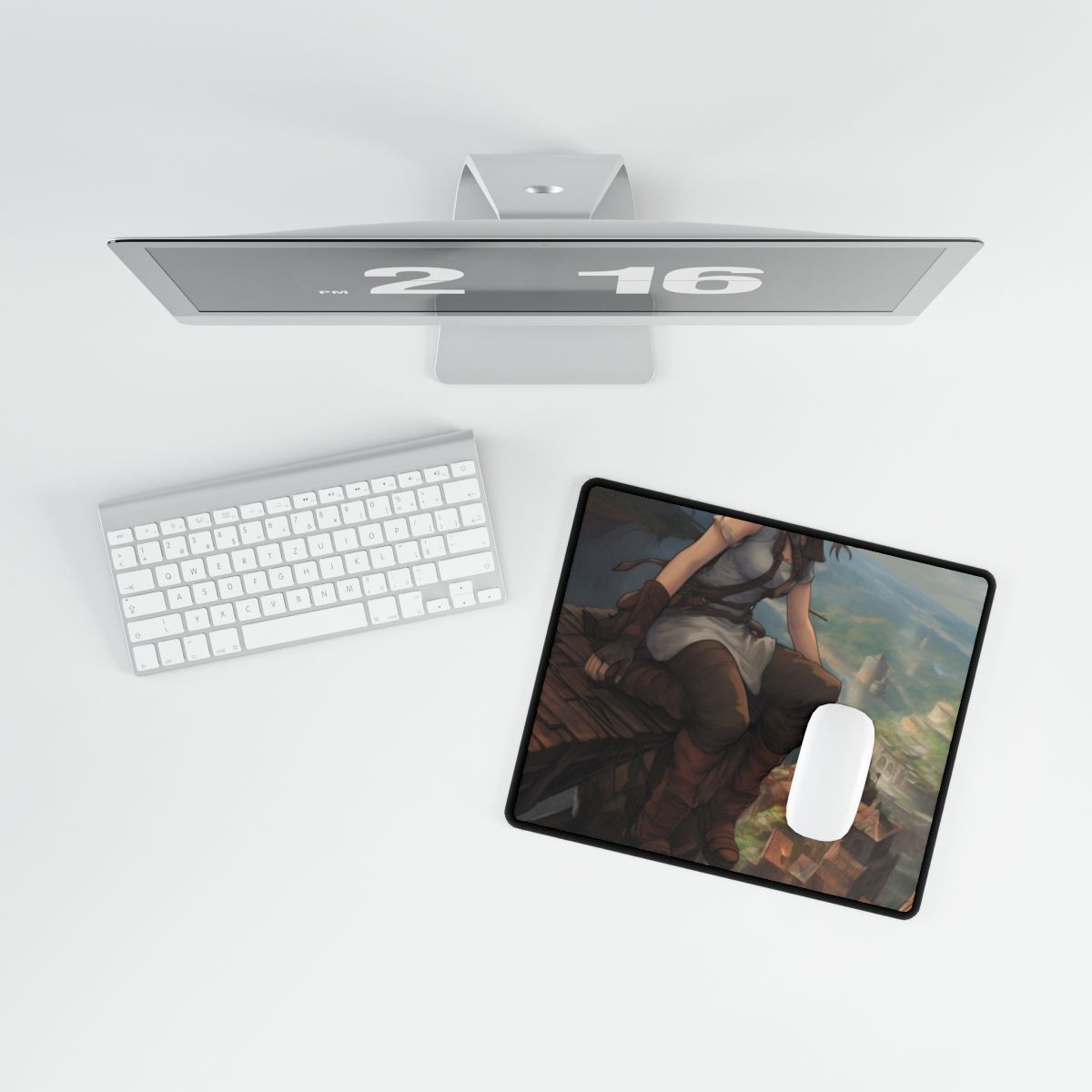 Dramatic Anime Birds Eye View: Dynamic Digital Art - Desk Mat