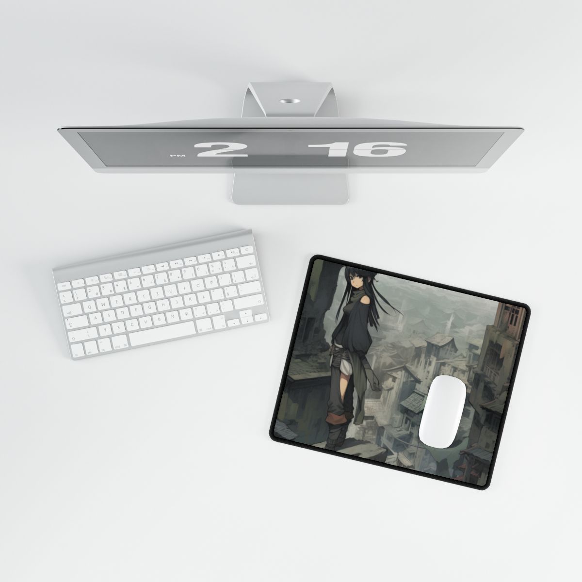Dramatic Anime Bird's Eye View: Dynamic Digital Art - Desk Mat