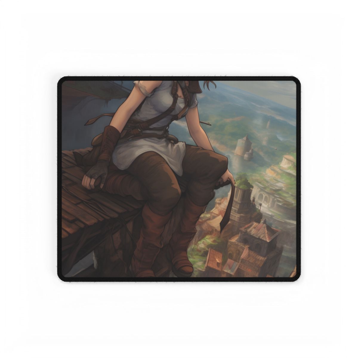 Dramatic Anime Birds Eye View: Dynamic Digital Art - Desk Mat