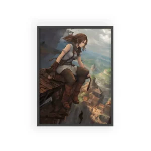 Woman on Rooftop Edge Framed Poster