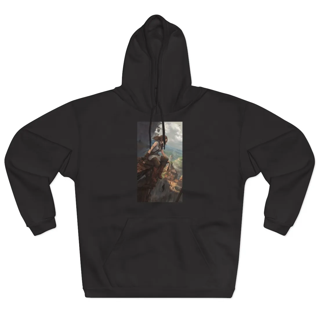 Dramatic Anime Birds Eye View: Dynamic Digital Art - Hoodie