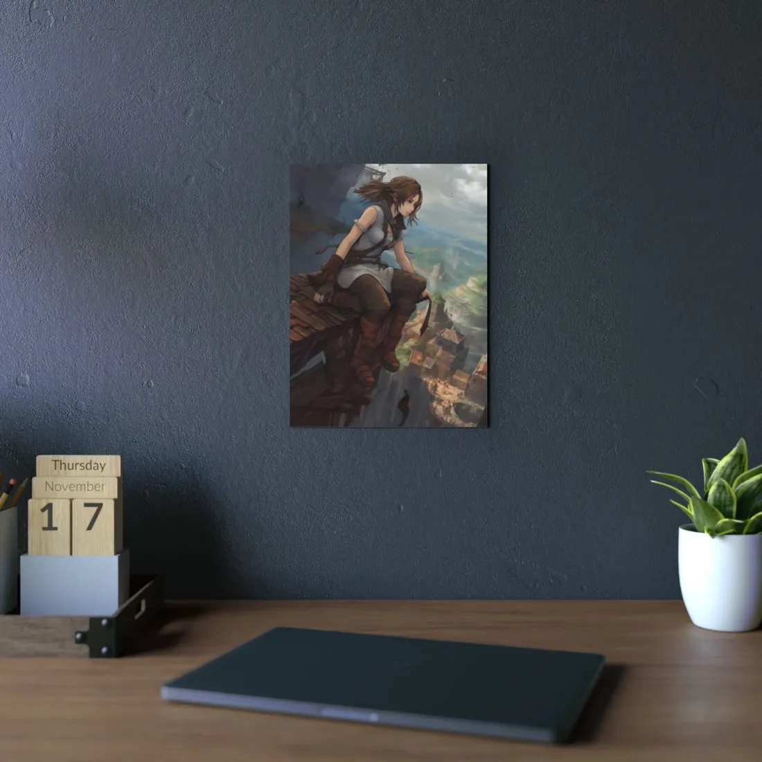 Dramatic Anime Birds Eye View: Dynamic Digital Art - Metal Poster