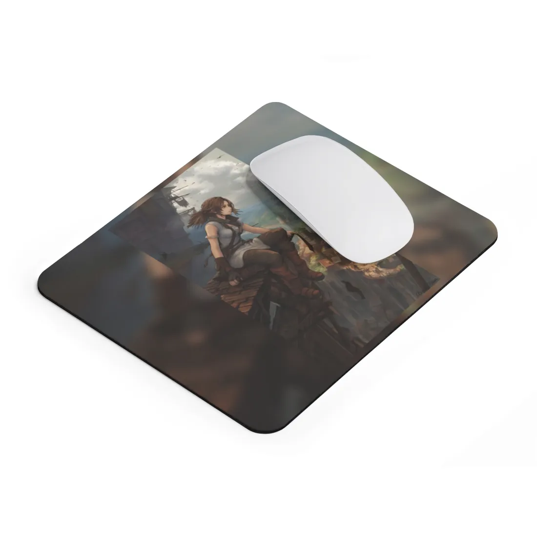 Dramatic Anime Birds Eye View: Dynamic Digital Art - Mouse Pad