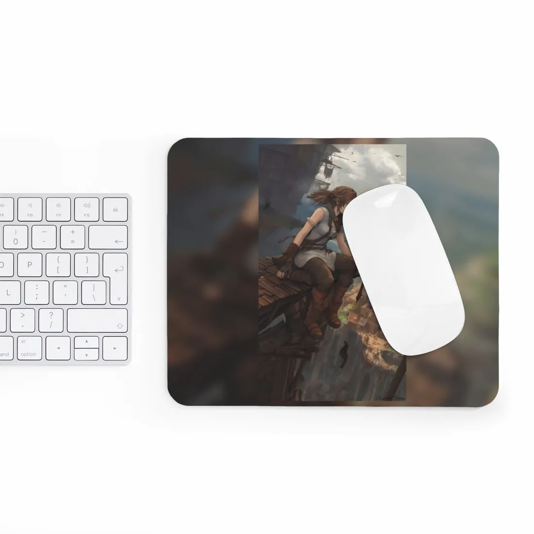 Dramatic Anime Birds Eye View: Dynamic Digital Art - Mouse Pad