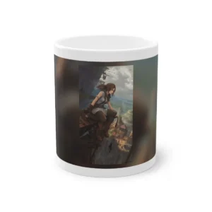 Woman on Rooftop Edge Mug