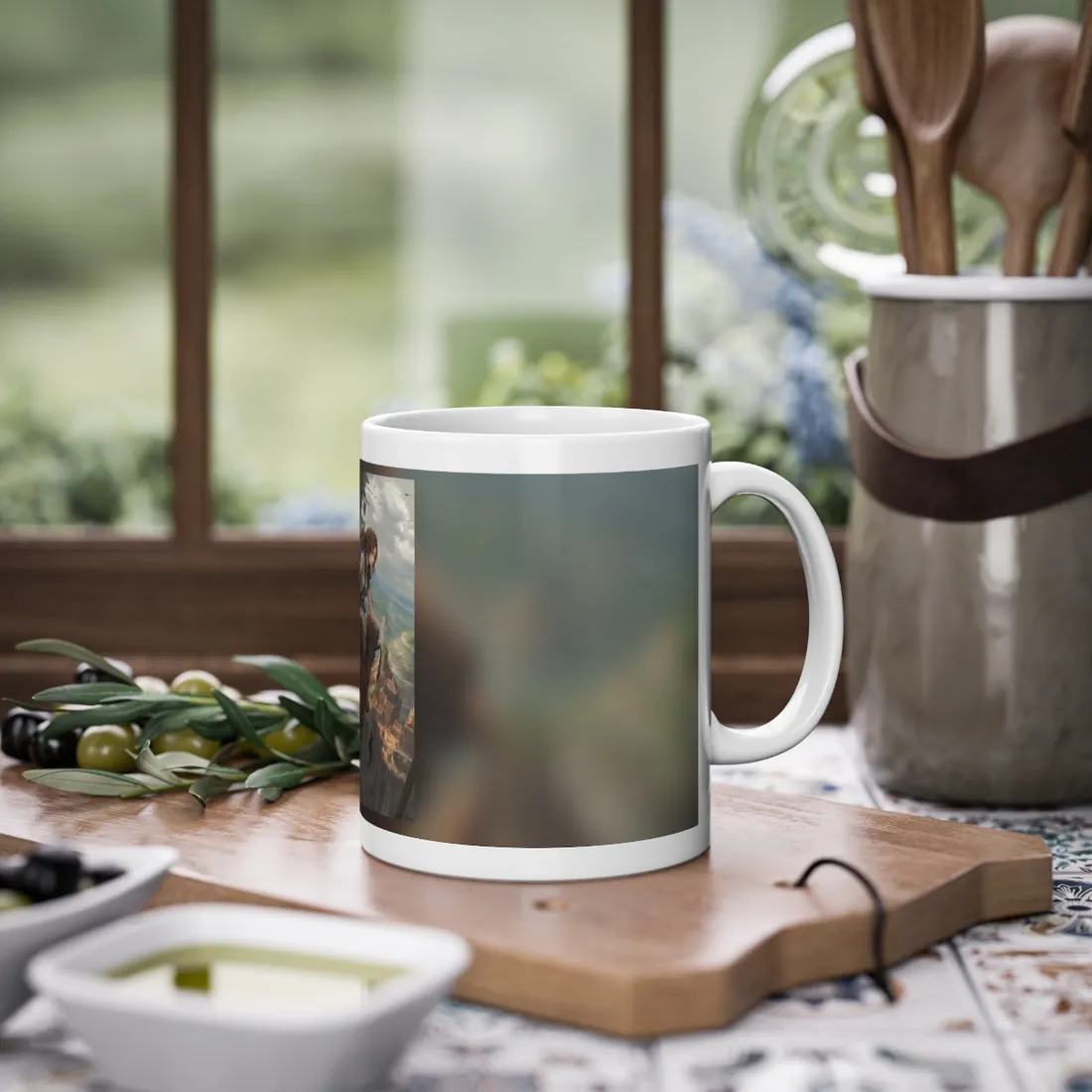Dramatic Anime Birds Eye View: Dynamic Digital Art - Mug