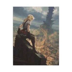 Blonde Girl Overlooking Town Canvas Print