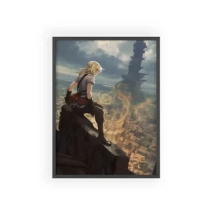 Blonde Girl Overlooking Town Framed Poster