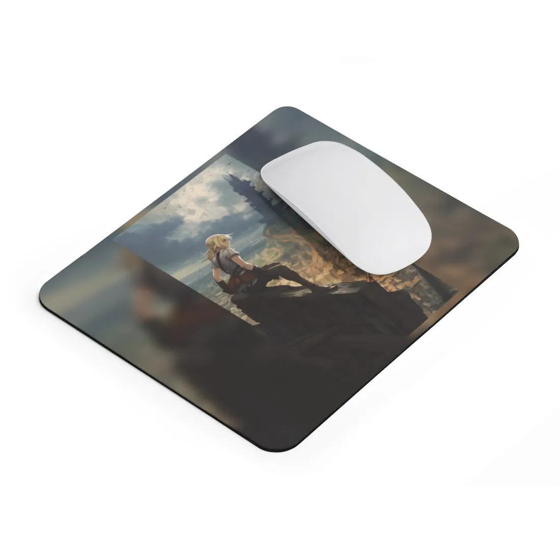 Dramatic Anime Birds in Flight: Vibrant Skies Digital Art - Mouse Pad