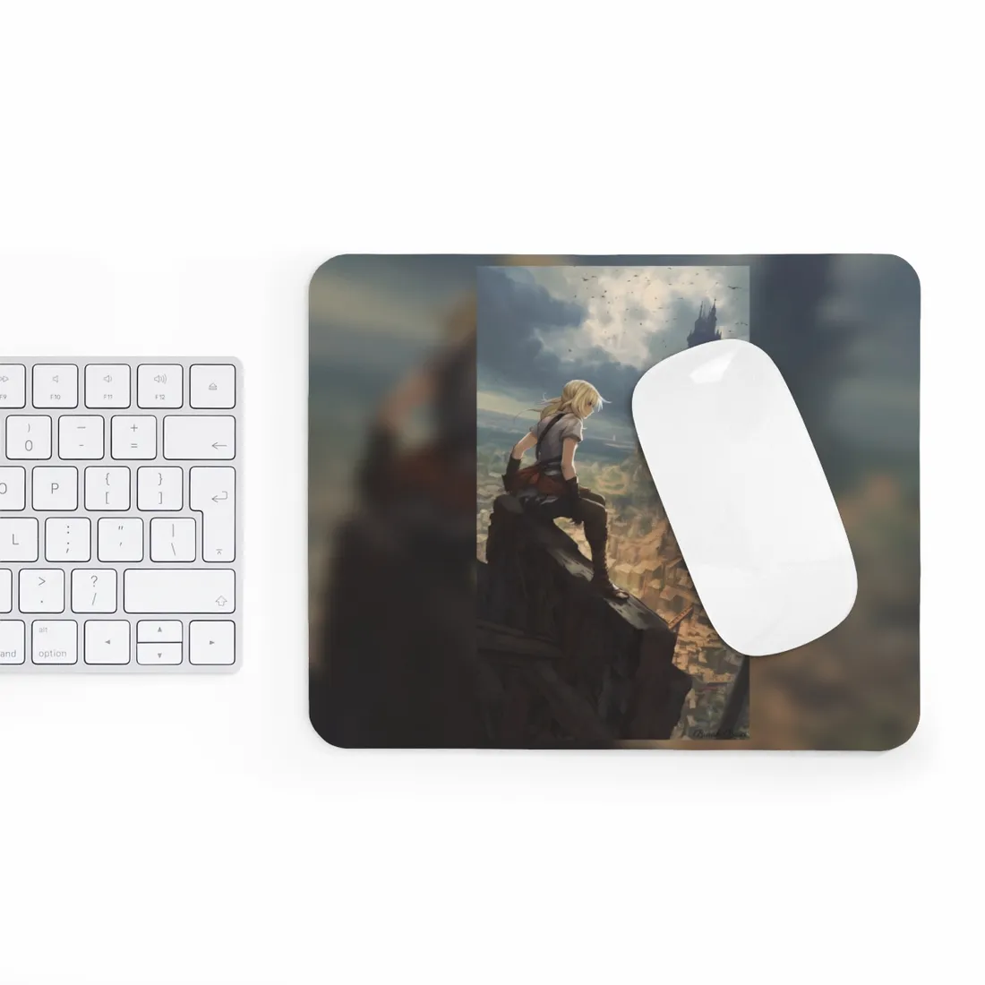 Dramatic Anime Birds in Flight: Vibrant Skies Digital Art - Mouse Pad