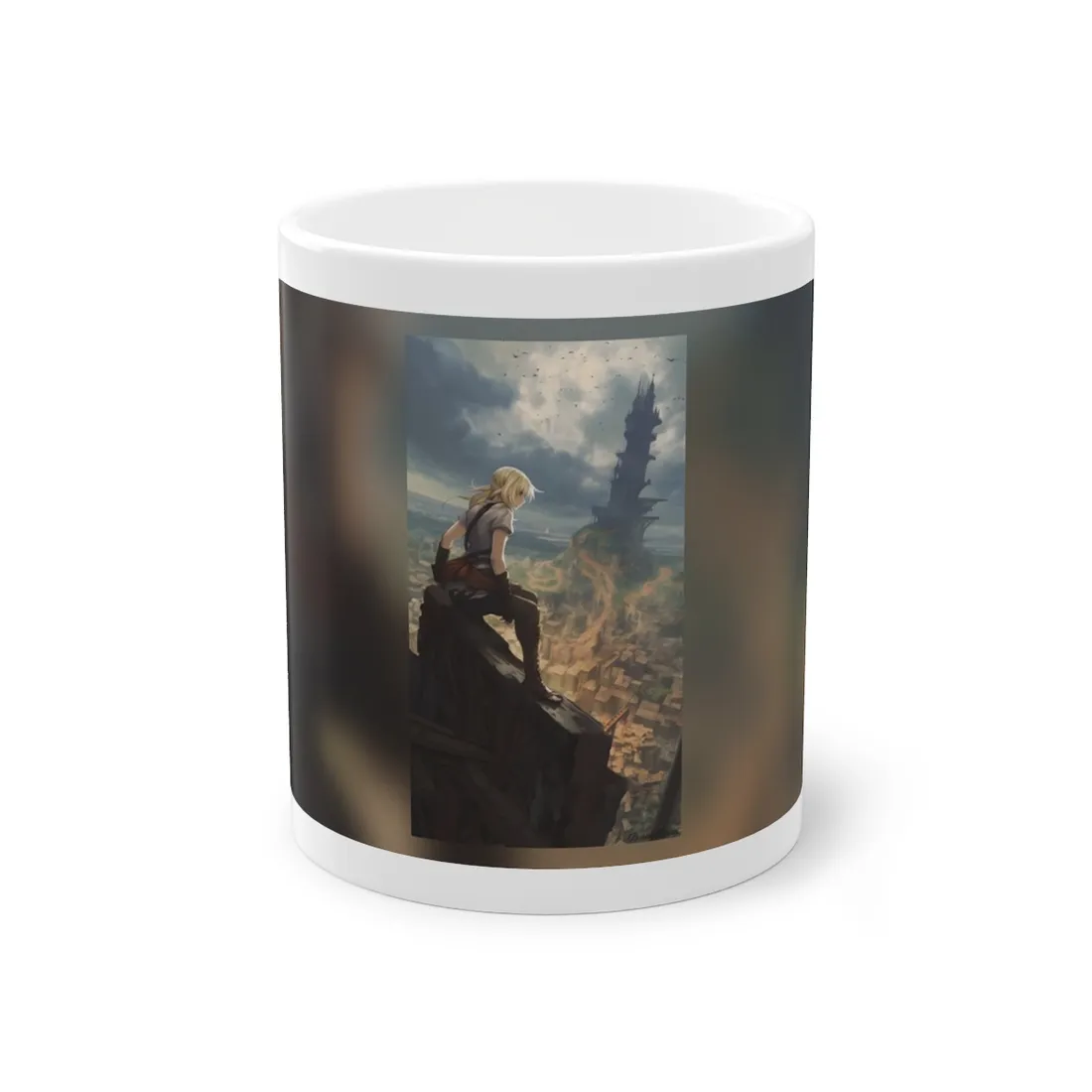 Dramatic Anime Birds in Flight: Vibrant Skies Digital Art - Mug