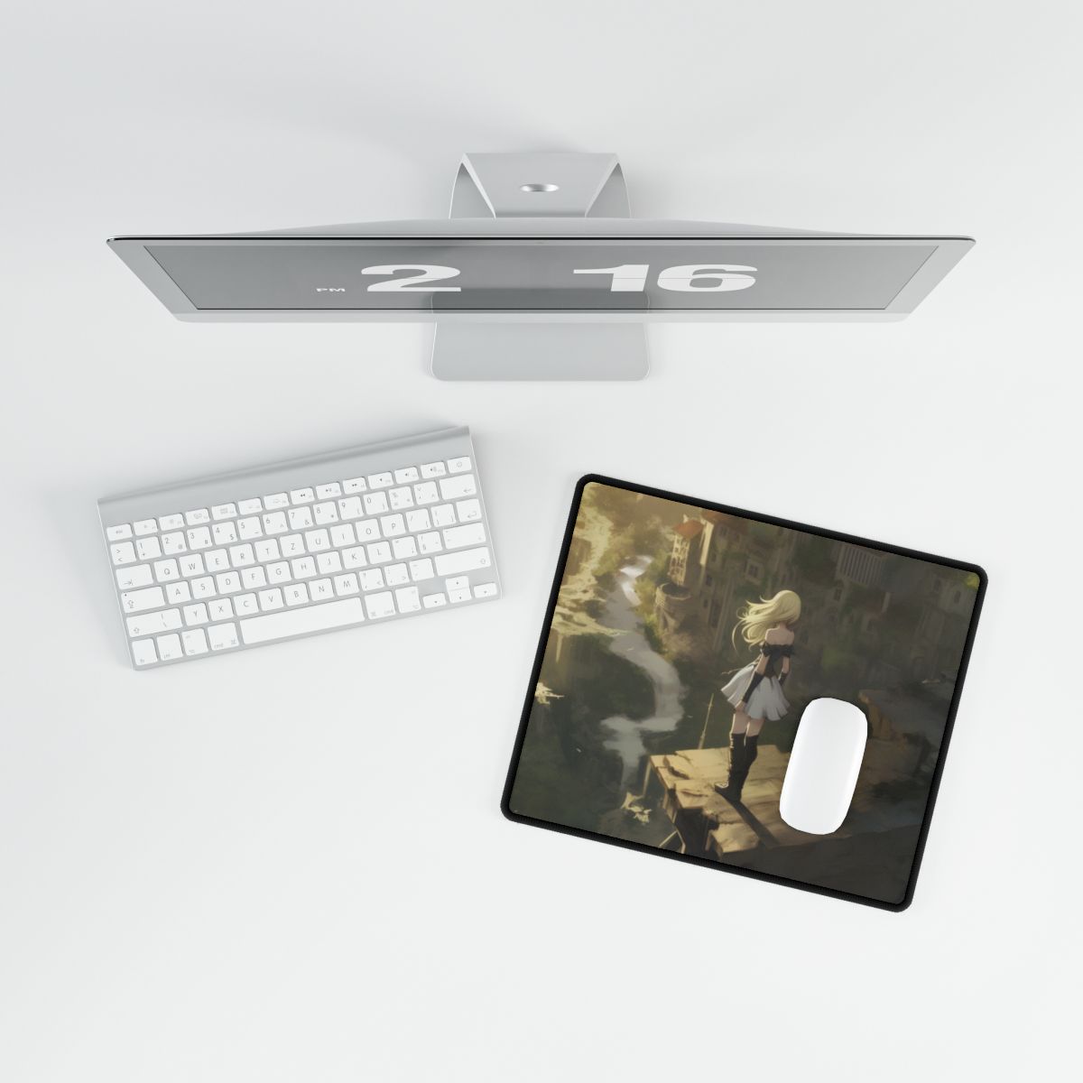 Dramatic Anime Blonde Female Digital Art - Desk Mat