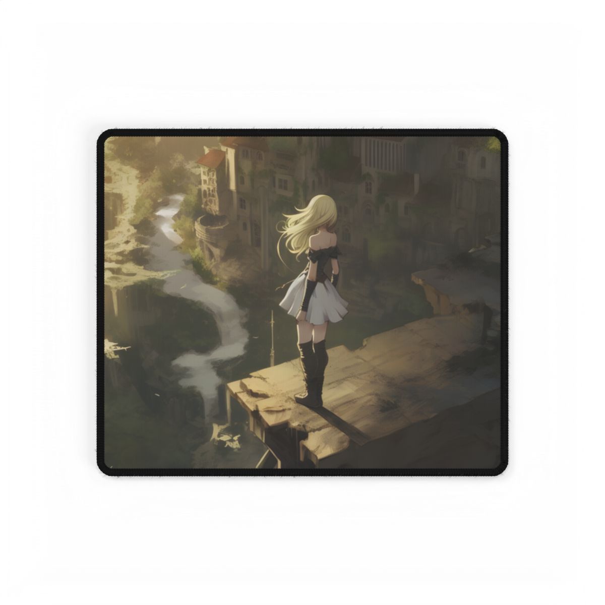 Dramatic Anime Blonde Female Digital Art - Desk Mat