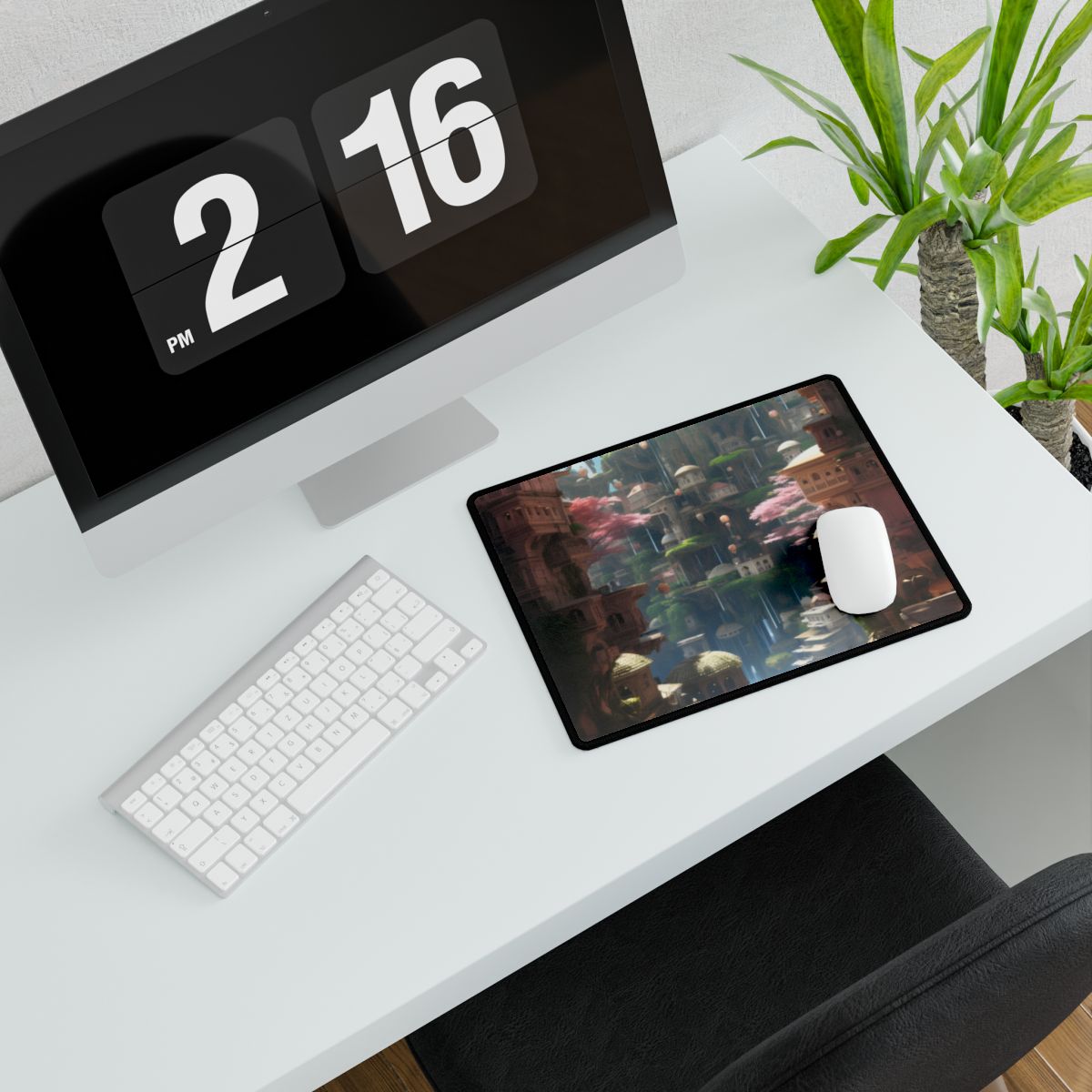 Dramatic Anime Cityscape: Birds Eye View Digital Art - Desk Mat