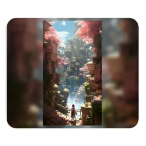 Fantasy Cliffside Town Mouse Pad
