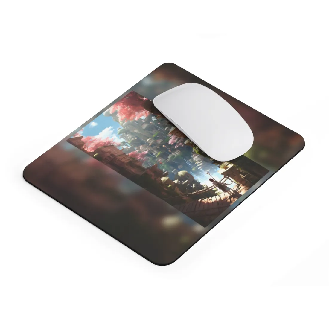 Dramatic Anime Cityscape: Birds Eye View Digital Art - Mouse Pad