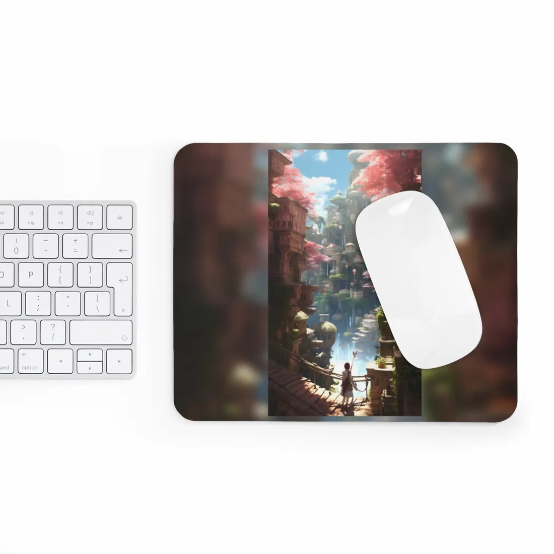 Dramatic Anime Cityscape: Birds Eye View Digital Art - Mouse Pad