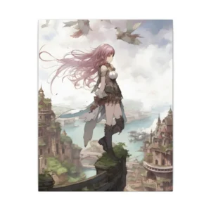 Girl Overlooking Fantasy City Canvas Print