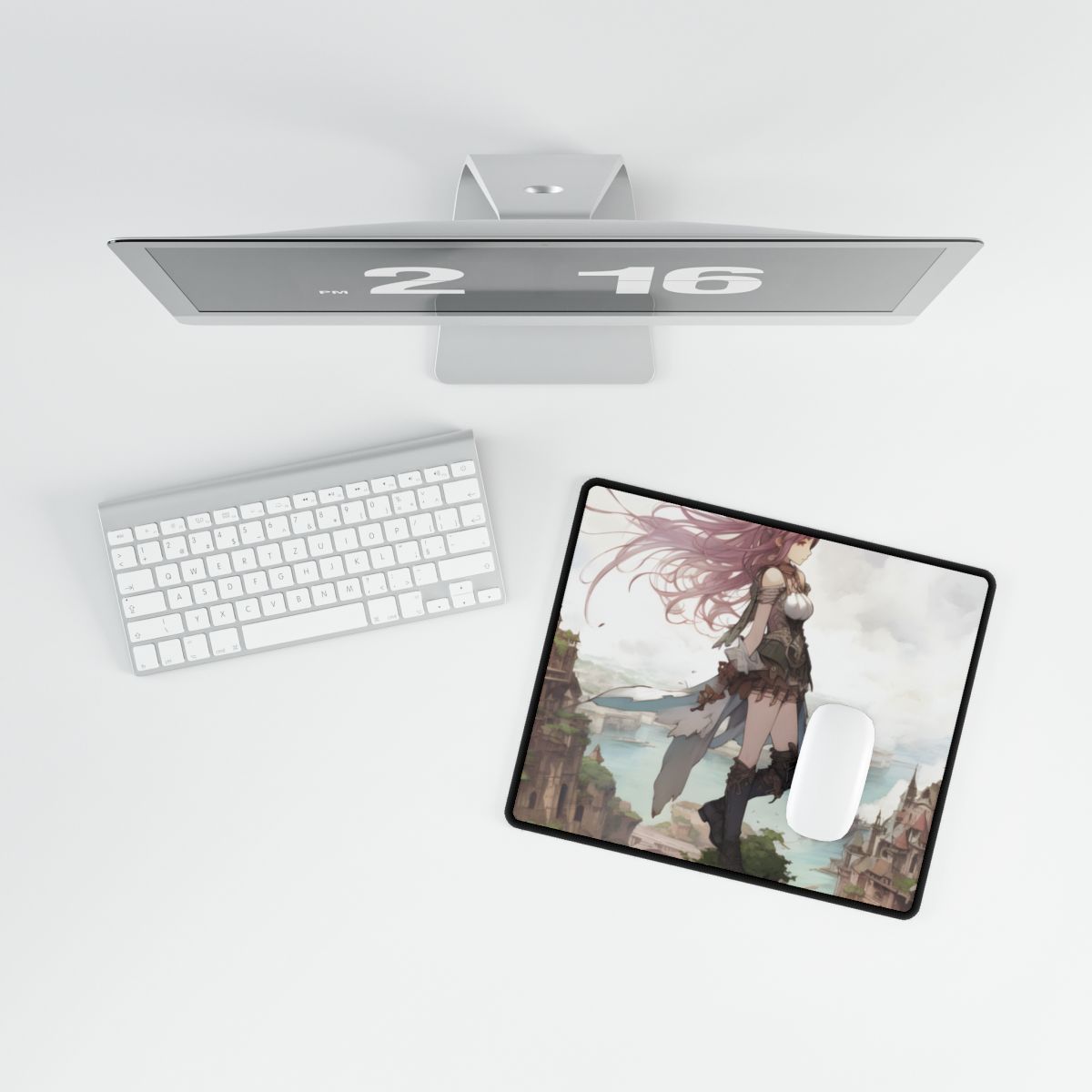 Dramatic Anime Fe: Action-Packed Birds Eye View - Desk Mat