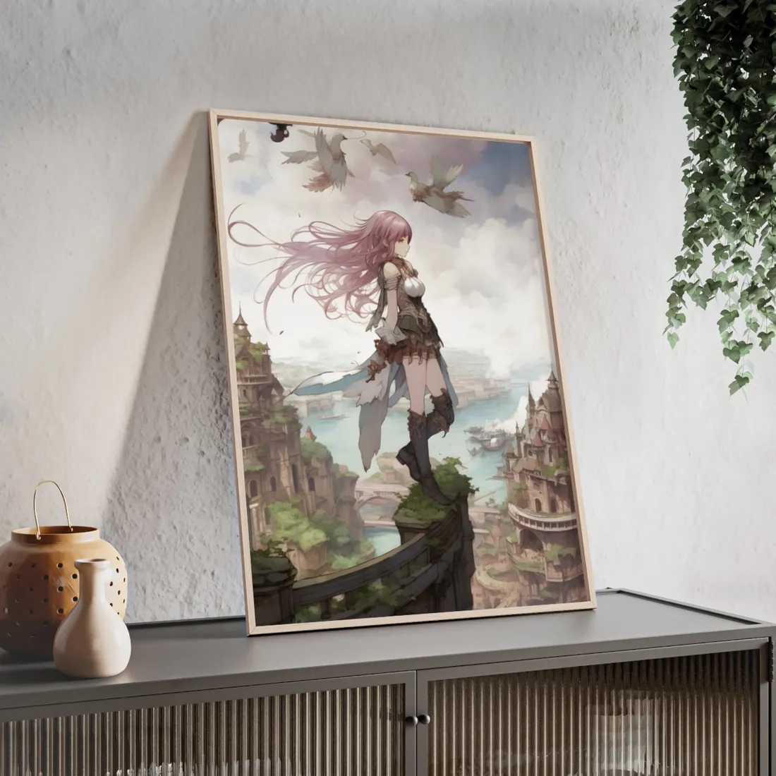 Dramatic Anime Fe: Action-Packed Birds Eye View - Framed Poster