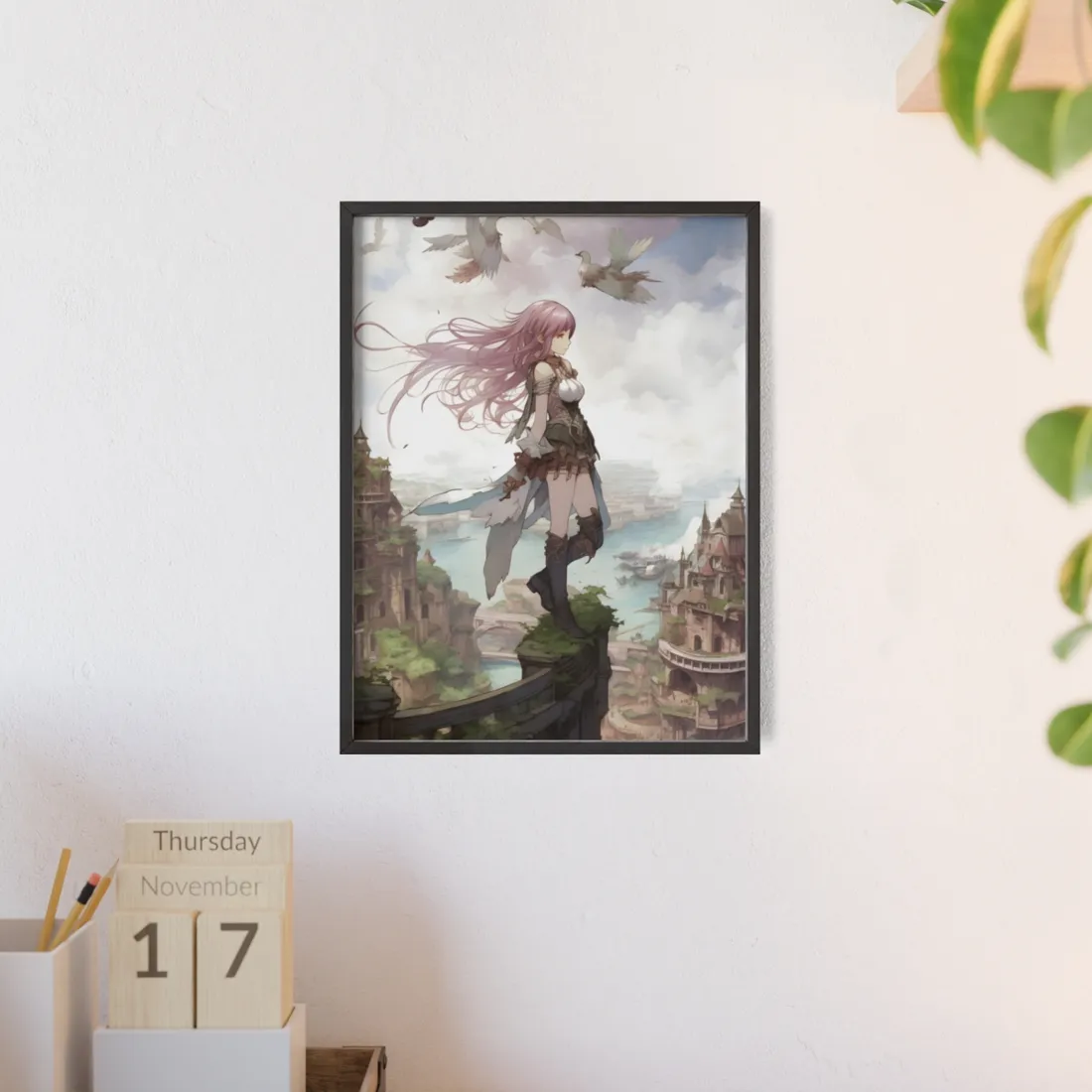 Dramatic Anime Fe: Action-Packed Birds Eye View - Framed Poster