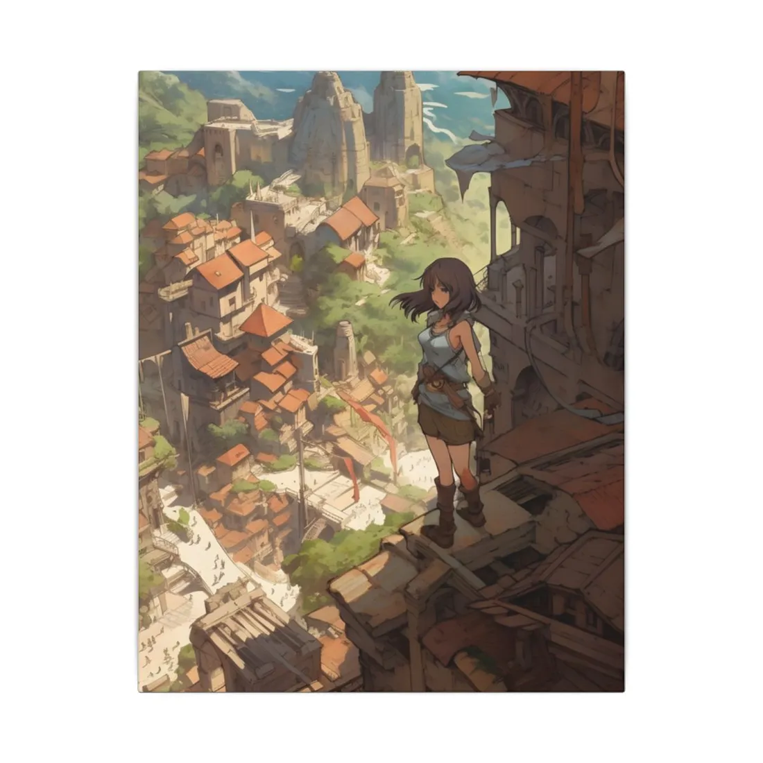 Dramatic Anime Feather: Bird's Eye View - Canvas