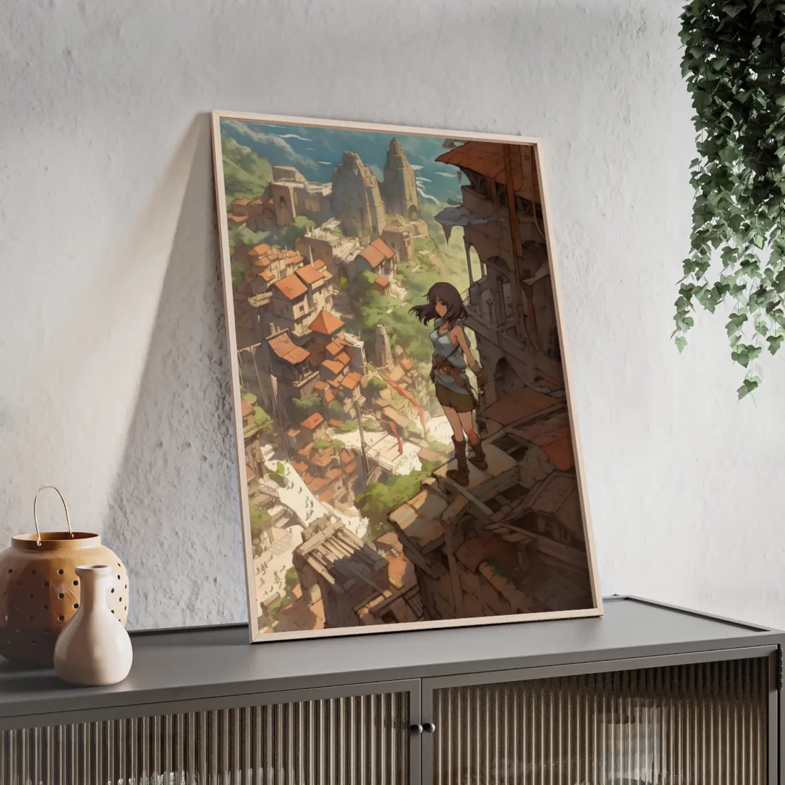 Dramatic Anime Feather: Bird's Eye View - Framed Poster