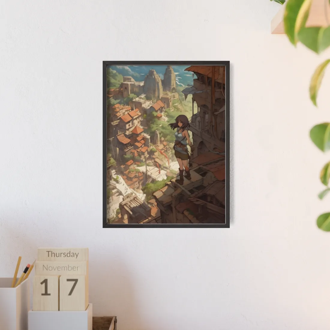 Dramatic Anime Feather: Bird's Eye View - Framed Poster