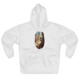 Woman Overlooking Hillside Town Hoodie