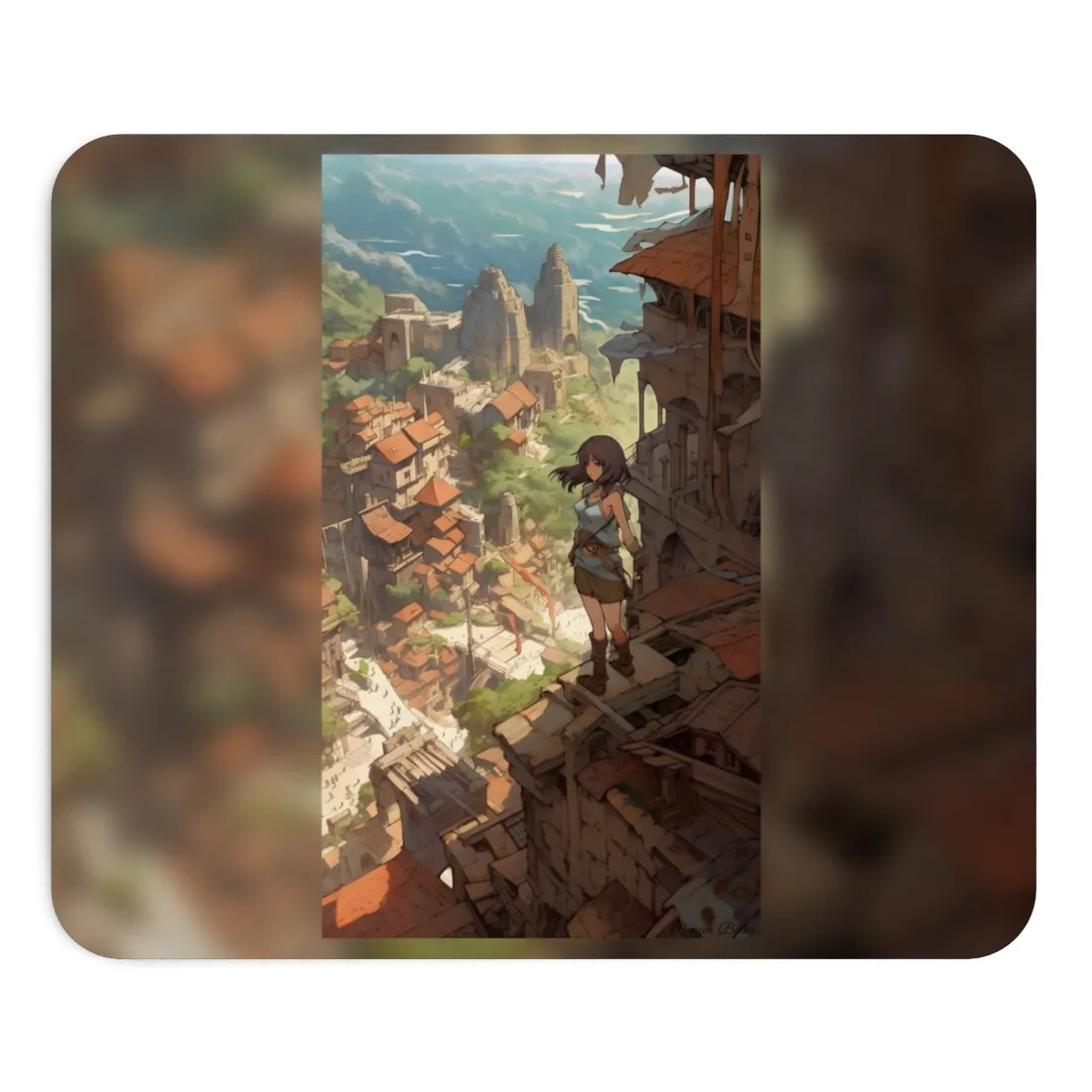 Dramatic Anime Feather: Bird's Eye View - Mouse Pad