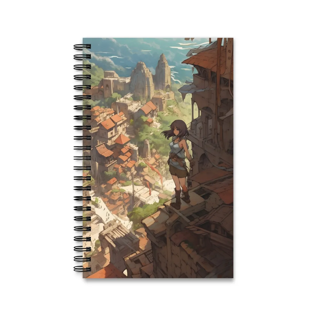 Dramatic Anime Feather: Bird's Eye View - Spiral Notebook