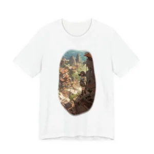 Woman Overlooking Hillside Town T-Shirt