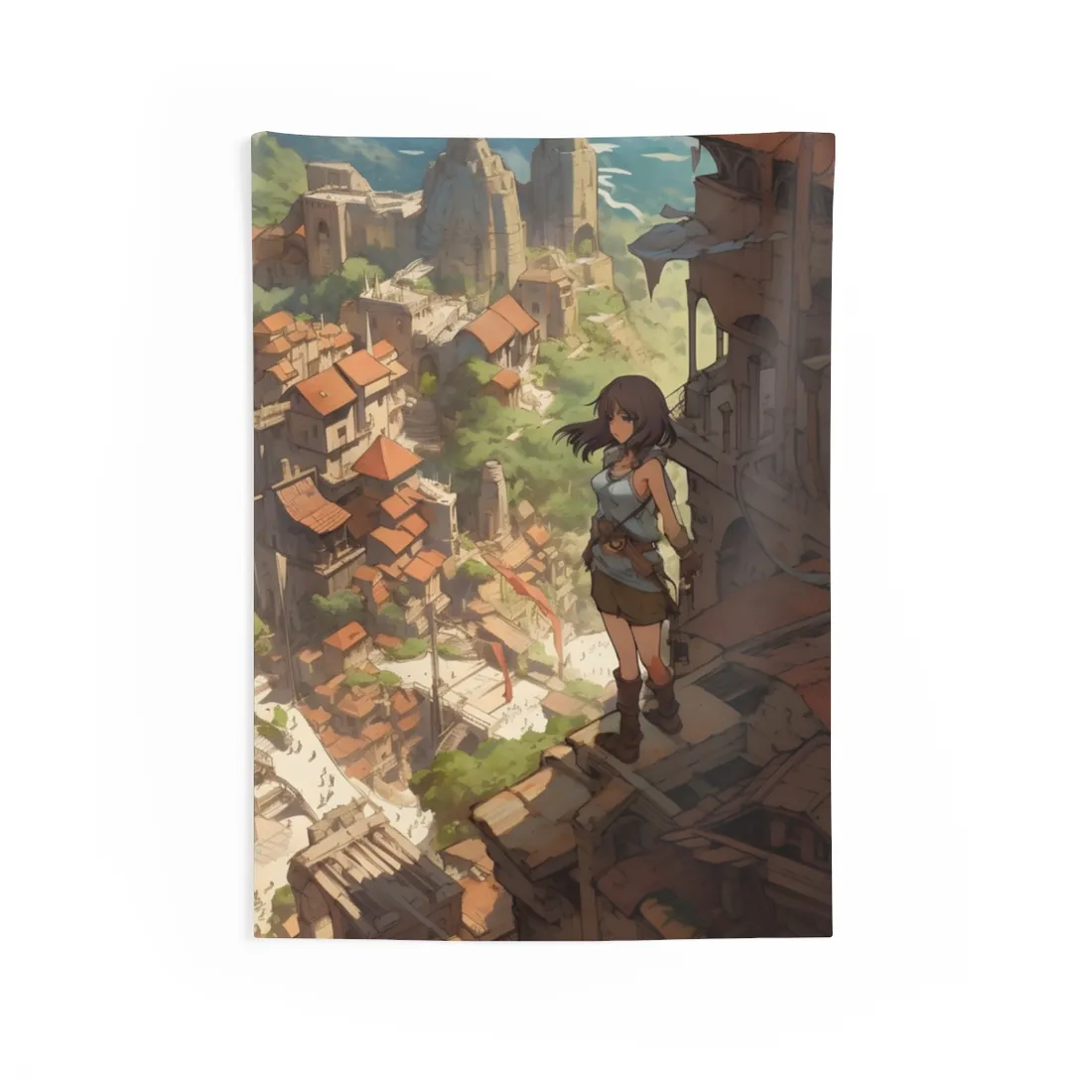 Dramatic Anime Feather: Bird's Eye View - Wall Tapestry